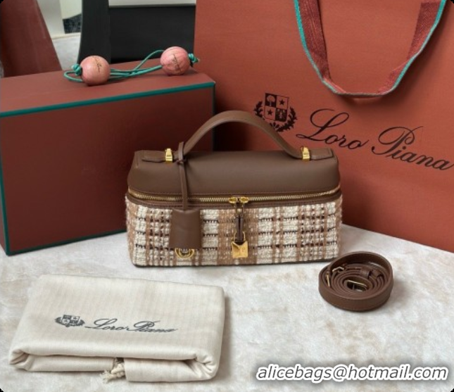 Low Price Loro Piana LP Extra Bag L23 in Tweed and Leather LP8812 Brown 01 2026