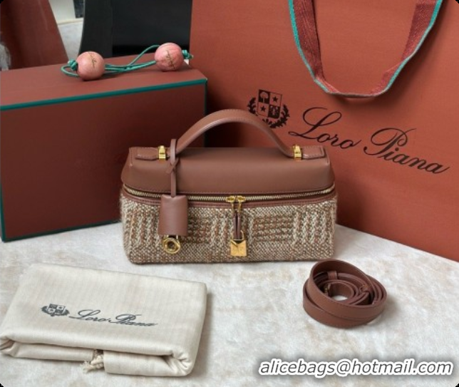 Good Quality Loro Piana LP Extra Bag L23 in Tweed and Leather LP8812 Brown 02 2026