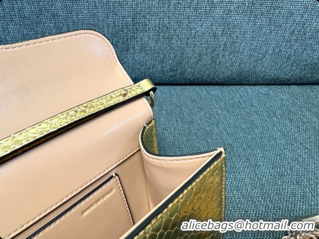 Grade Design Valentino Medium Loco Shoulder Bag in Snake-embossed Calfskin 1133S Gold 2026