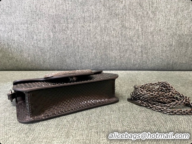 Most Popular Valentino Small Loco Shoulder Bag in Snake-embossed Calfskin 1133S Black 2026