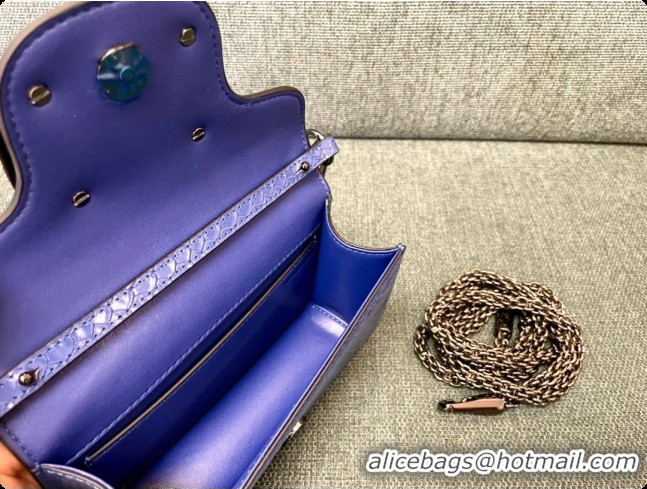 Good Quality Valentino Small Loco Shoulder Bag in Snake-embossed Calfskin 1133S Blue 2026