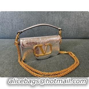 Best Price Valentino Small Loco Shoulder Bag in Wrinkle Calfskin 1133S Silver 2026