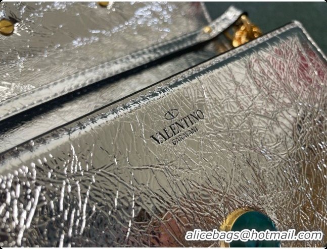 Best Price Valentino Small Loco Shoulder Bag in Wrinkle Calfskin 1133S Silver 2026
