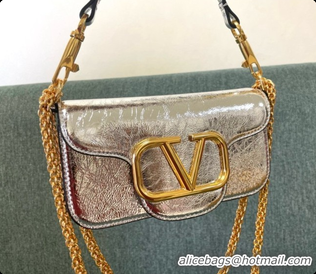 Best Price Valentino Small Loco Shoulder Bag in Wrinkle Calfskin 1133S Silver 2026