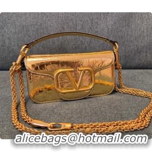 Unique Grade Valentino Small Loco Shoulder Bag in Wrinkle Calfskin 1133S Gold 2026