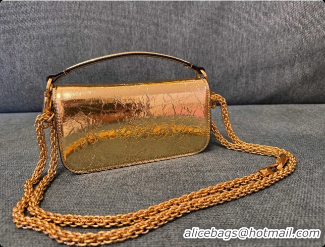 Unique Grade Valentino Small Loco Shoulder Bag in Wrinkle Calfskin 1133S Gold 2026