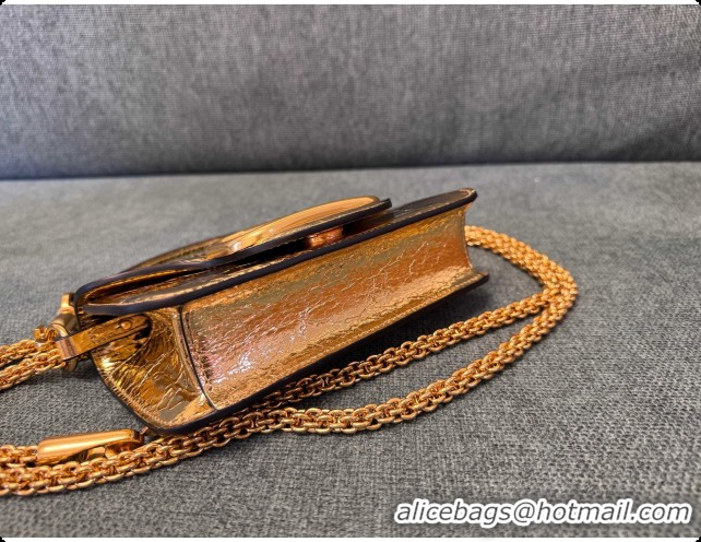 Unique Grade Valentino Small Loco Shoulder Bag in Wrinkle Calfskin 1133S Gold 2026