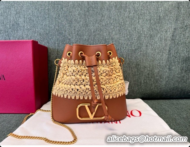 Classic Practical Valentino Mini Bucket Bag with VLogo Signature 1188 Brown 2026