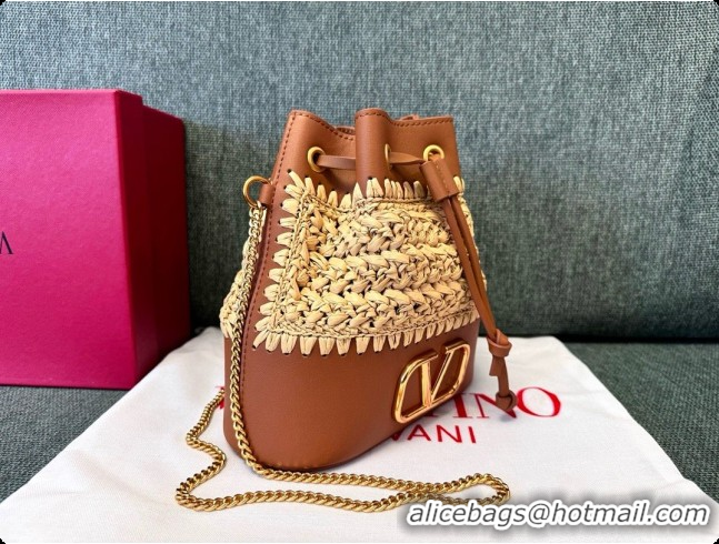 Classic Practical Valentino Mini Bucket Bag with VLogo Signature 1188 Brown 2026