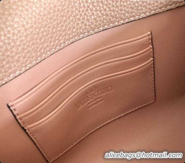 New Design Valentino Mini Rockstud Grainy Calfskin Chain Bag 2069 Nude Pink 2026