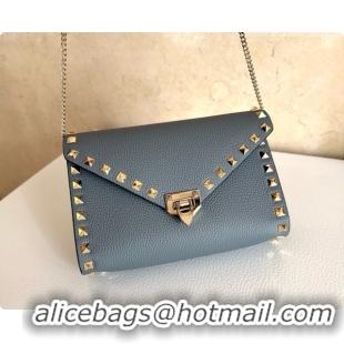 Top Quality Valentino Mini Rockstud Grainy Calfskin Chain Bag 2069 Dusty Blue 2026