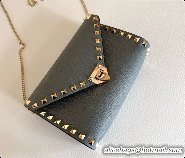 Top Quality Valentino Mini Rockstud Grainy Calfskin Chain Bag 2069 Dusty Blue 2026