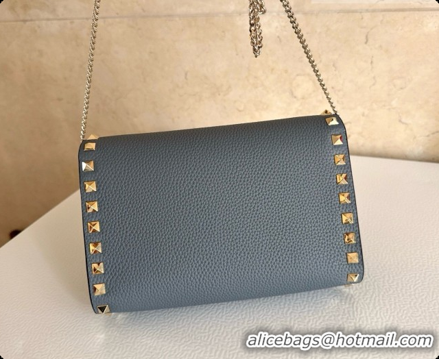 Top Quality Valentino Mini Rockstud Grainy Calfskin Chain Bag 2069 Dusty Blue 2026