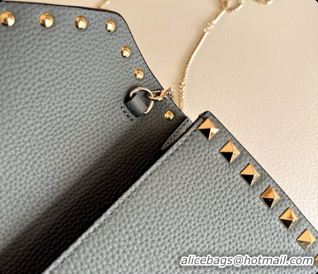 Top Quality Valentino Mini Rockstud Grainy Calfskin Chain Bag 2069 Dusty Blue 2026