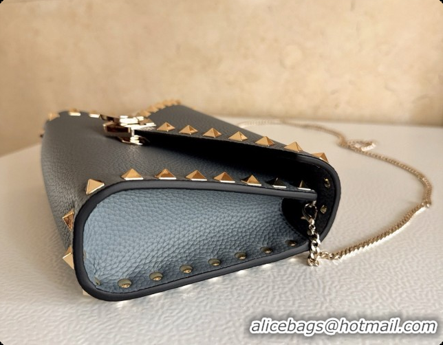 Top Quality Valentino Mini Rockstud Grainy Calfskin Chain Bag 2069 Dusty Blue 2026