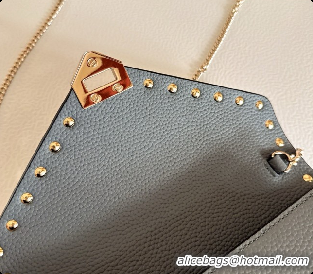 Top Quality Valentino Mini Rockstud Grainy Calfskin Chain Bag 2069 Dusty Blue 2026
