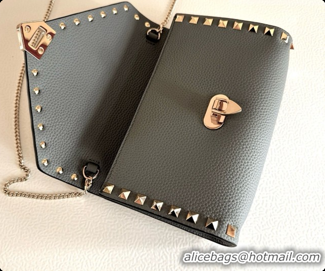 Top Quality Valentino Mini Rockstud Grainy Calfskin Chain Bag 2069 Dusty Blue 2026