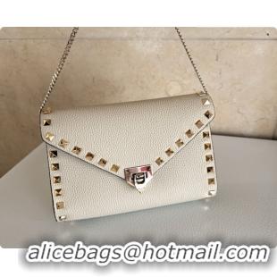 Best Quality Valentino Mini Rockstud Grainy Calfskin Chain Bag 2069 White 2026