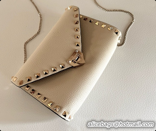 Best Quality Valentino Mini Rockstud Grainy Calfskin Chain Bag 2069 White 2026