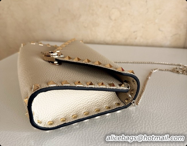 Best Quality Valentino Mini Rockstud Grainy Calfskin Chain Bag 2069 White 2026