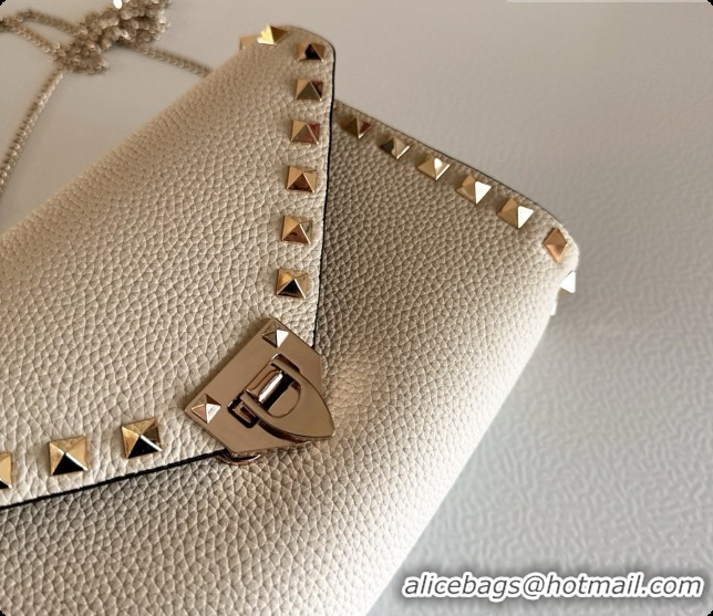 Best Quality Valentino Mini Rockstud Grainy Calfskin Chain Bag 2069 White 2026