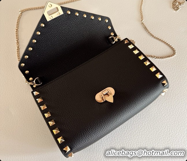 Stylish Valentino Mini Rockstud Grainy Calfskin Chain Bag 2069 Black 2026
