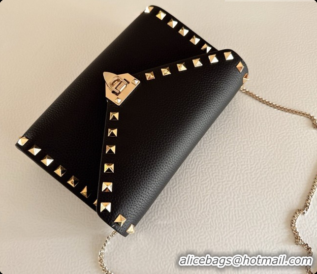Stylish Valentino Mini Rockstud Grainy Calfskin Chain Bag 2069 Black 2026