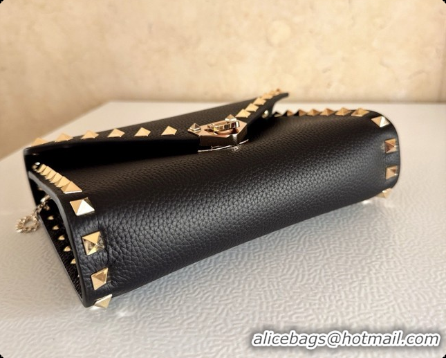 Stylish Valentino Mini Rockstud Grainy Calfskin Chain Bag 2069 Black 2026