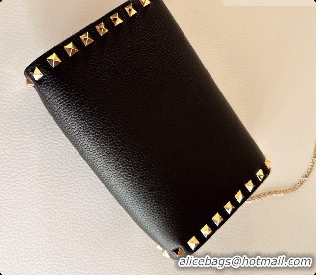 Stylish Valentino Mini Rockstud Grainy Calfskin Chain Bag 2069 Black 2026