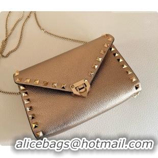 Stylish Valentino Mini Rockstud Grainy Calfskin Chain Bag 2069 Pink Gold 2026
