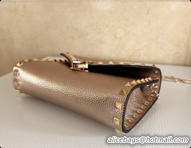 Stylish Valentino Mini Rockstud Grainy Calfskin Chain Bag 2069 Pink Gold 2026