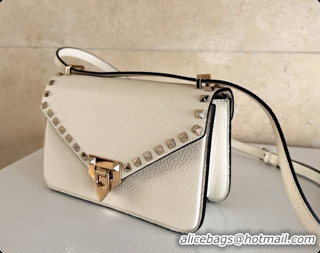 Grade Quality Valentino Small Rockstud Grainy Calfskin Shoulder Bag 2027 White 2026