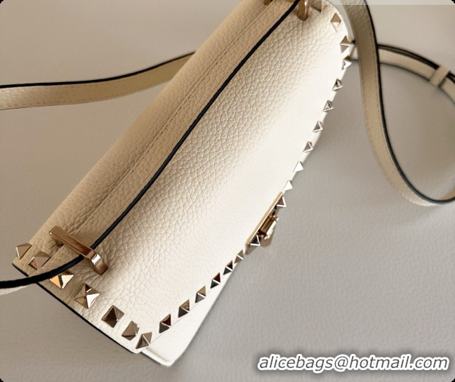 Grade Quality Valentino Small Rockstud Grainy Calfskin Shoulder Bag 2027 White 2026