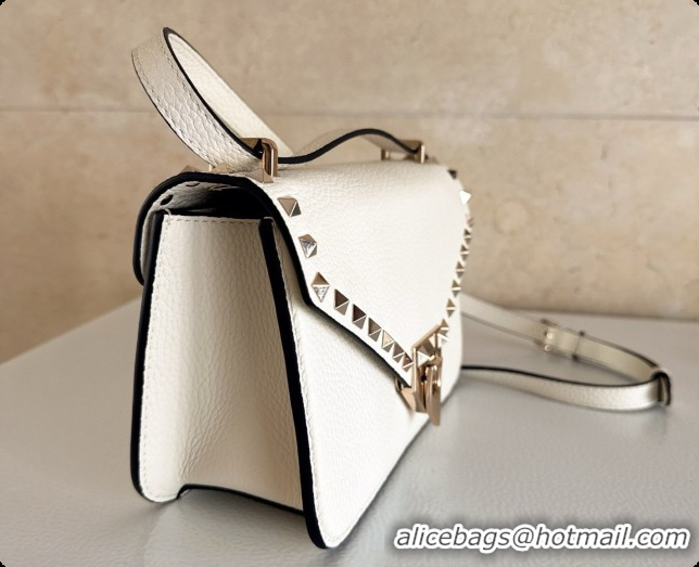 Grade Quality Valentino Small Rockstud Grainy Calfskin Shoulder Bag 2027 White 2026