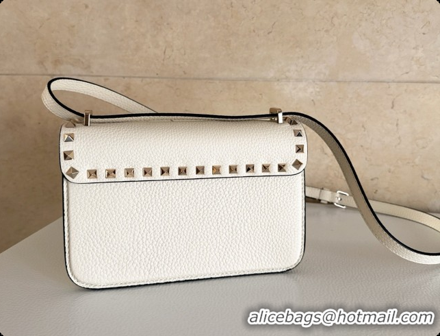 Grade Quality Valentino Small Rockstud Grainy Calfskin Shoulder Bag 2027 White 2026