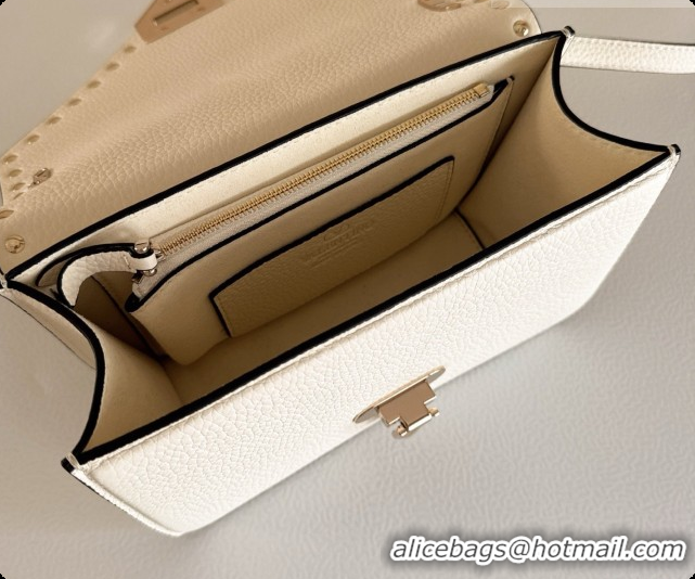 Grade Quality Valentino Small Rockstud Grainy Calfskin Shoulder Bag 2027 White 2026
