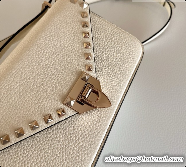 Grade Quality Valentino Small Rockstud Grainy Calfskin Shoulder Bag 2027 White 2026