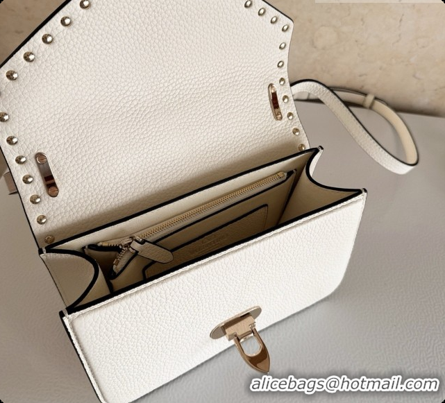 Grade Quality Valentino Small Rockstud Grainy Calfskin Shoulder Bag 2027 White 2026