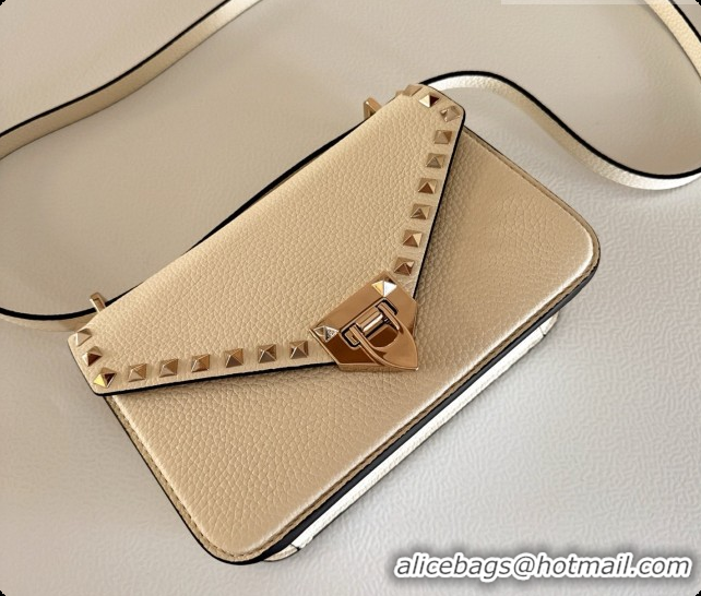 Grade Quality Valentino Small Rockstud Grainy Calfskin Shoulder Bag 2027 White 2026