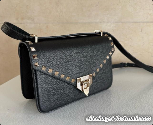 Best Grade Valentino Small Rockstud Grainy Calfskin Shoulder Bag 2027 Black 2026