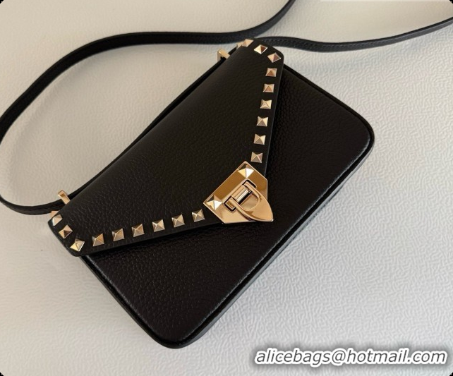Best Grade Valentino Small Rockstud Grainy Calfskin Shoulder Bag 2027 Black 2026