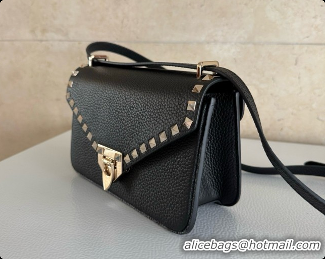 Best Grade Valentino Small Rockstud Grainy Calfskin Shoulder Bag 2027 Black 2026