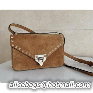 Luxury Valentino Small Rockstud Suede Shoulder Bag 2027 Brown 2026