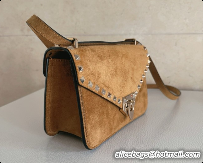Luxury Valentino Small Rockstud Suede Shoulder Bag 2027 Brown 2026