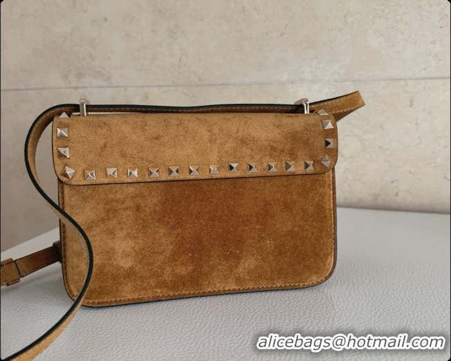 Luxury Valentino Small Rockstud Suede Shoulder Bag 2027 Brown 2026