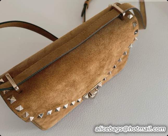 Luxury Valentino Small Rockstud Suede Shoulder Bag 2027 Brown 2026