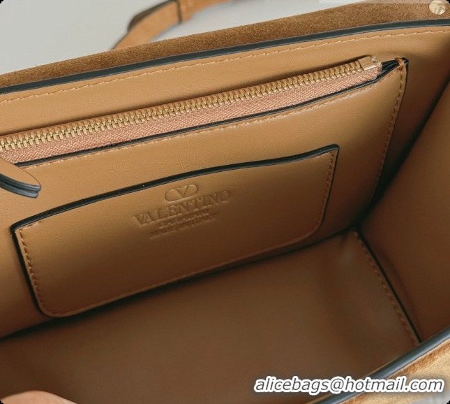 Luxury Valentino Small Rockstud Suede Shoulder Bag 2027 Brown 2026