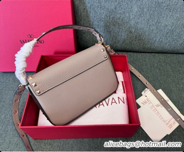 Good Looking Valentino Rockstud Grainy Calfskin Pouch 3022 Grey 2026