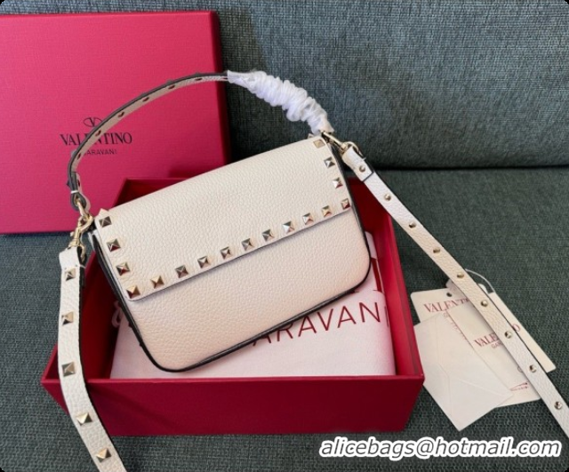 Best Price Valentino Rockstud Grainy Calfskin Pouch 3022 White 2026
