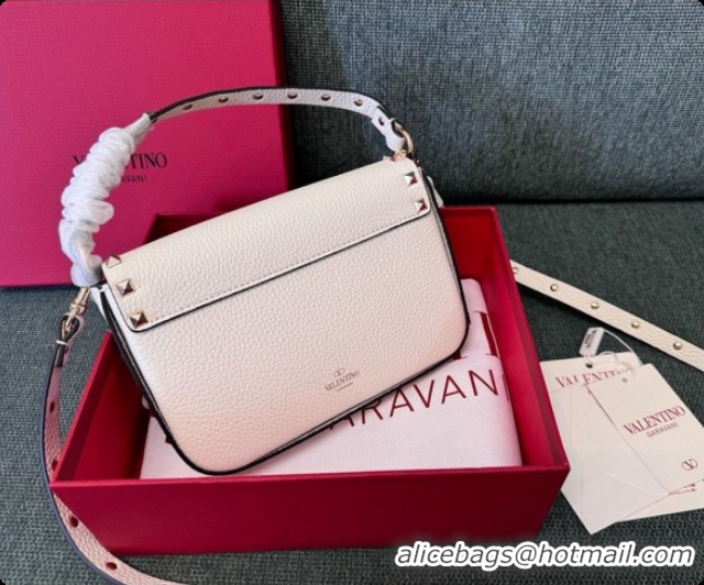 Best Price Valentino Rockstud Grainy Calfskin Pouch 3022 White 2026